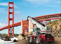 Crane next to bridge